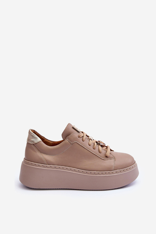 Leather Platform Sport Shoes Maciejka 06191-04 Beige