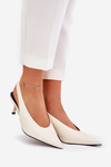 Heels With Open Back Eco Leather Ecru Aricandia