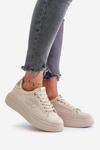 Womens Platform Sneakers With Hearts Beige Avirorae