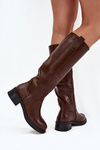 Women's Officer Boots With Low Heel Insulated Brown Averna