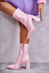 Women's Patent Leather Boots Pink Margit