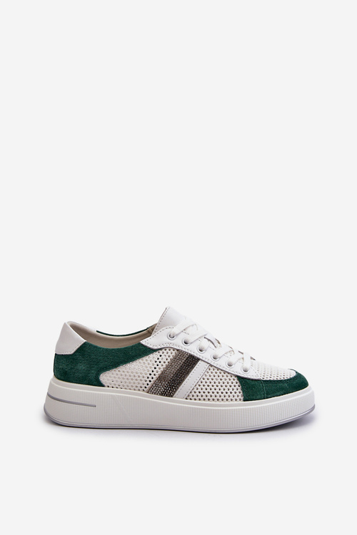 Women's Leather Sneakers D&A LR110 Green-White