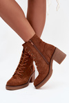 Insulated Women's Ankle Boots with Laces and Zippers Camel Paressa