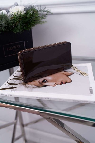 Women's Wallet Large Dark Grey Gold Decorative Zipper