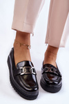 Lacquered Moccasins On A Platform Black Abisso