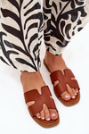 Women's Flat Sandals With Cutouts Camel Salyra