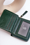 Women's Lacquered Wallet Purse Made of Dark Green Eco Leather Zalirna
