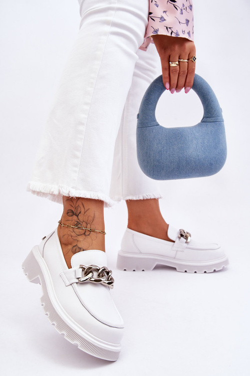 Leather Loafers With Chain GOE LL2N4038 White