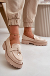 Ladies Eco Suede Moccasins With Decoration Verindalle Light Beige