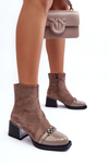 Suede Boots on a Massive Heel SBarski MR870-70 Beige