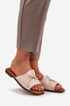 Flat Sandals With Decorative Bow Beige Deonelis