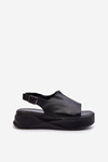 Women's Leather Platform Sandals D&A SJ2301-2 Black