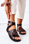 Flat Leather Sandals Black Loretta