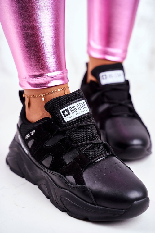 Buty Sportowe Skórzane Big Star Czarne GG274636