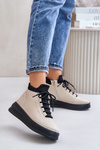 Buty Sportowe Na Platformie Skóra Naturalna Lekkie Beżowe Artiker 55C0554