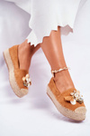 Espadryle Damskie Na Platformie Lniane Camel Denver