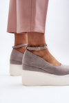 Espadryle Damskie Na Koturnie Szare Malla JH333P