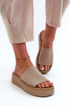 Women's Platform Slides Sergio Leone SK083H Beige