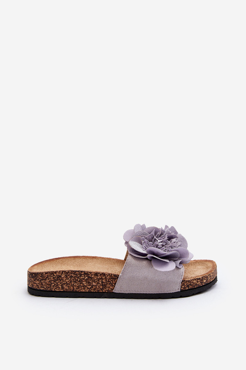 Klapki Damskie Kwiaty Szare Lulania CK290P