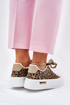 Womens Sneakers On Massive Platform With Decorative Lacing Leopard Brown Zidora