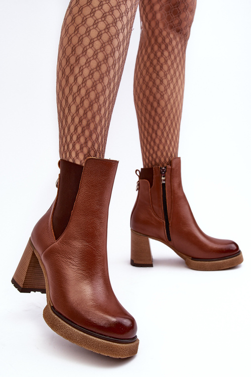 Leather Boots On Heel Brown Lemar Liresa