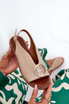 Flat elegant sandals with decoration beige Iseliria