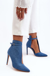 Women's Denim Boots on Heel Blue Amalundi