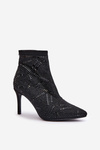 Slip On Decorative Stiletto Booties S.Barski HY42-161 Black