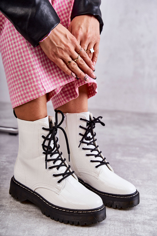 Women's Warm Snakeskin Boots White Salma