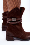 Women's Low Heel Boots with Brown Straps Thelereia