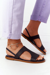 Leather Sandals With Drawstring Big Star HH274715 Black
