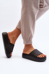Women's Black Thick Sole Slides Oreithano