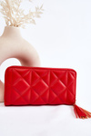 Large Quilted Wallet With Stripe Red Jeffrey