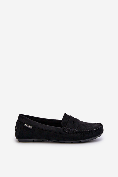 Women's Black Faux Suede Loafers Rerceria