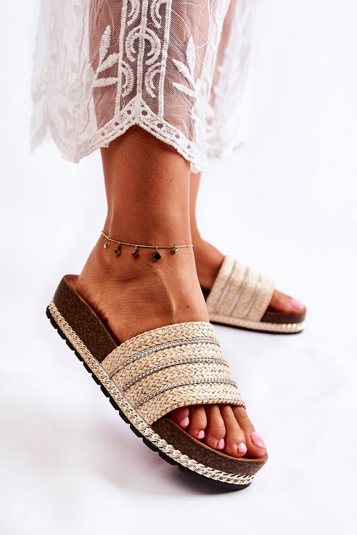 Women's Classic Slippers With A Chain Beige Maddy