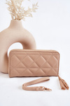 Large Quilted Wallet With Stripe Beige Jeffrey