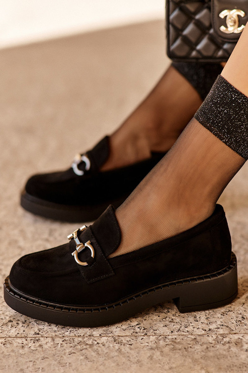 Women's Suede Loafers Black Beanika