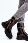 Women's Glossy Leather Boots With Zippers Maciejka 06238-18 Black