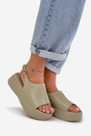Leather Women's Platform Sandals D&A SJ2301-2 Green