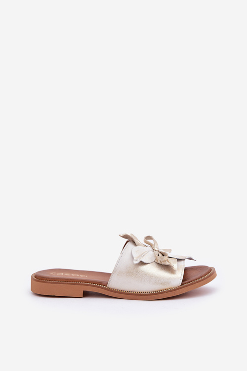 Slides With Decoration Natural Leather Zazoo 3667 Aged Gold