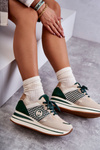 Fashionable Women's Sport Shoes On A Wedge Beige-Green Aronne