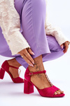 Suede High Heel Sandals With Cubic Zirconia Fuchsia Aniya 