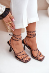 Stylish high heel sandals with straps leopard brown Saredi