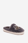 Furry slippers with hearts gray Amandra