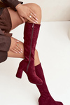 Women's Boots with Stitching on Block Heel Bordeaux Brivana