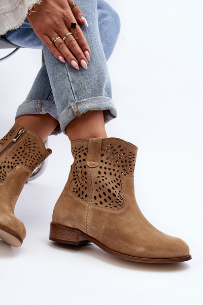 Women's Beige Lace-up Boots Lewski Shoes 3301/2