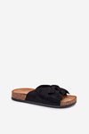 Women's Cork Sole Sandals With Bow Black Seressa