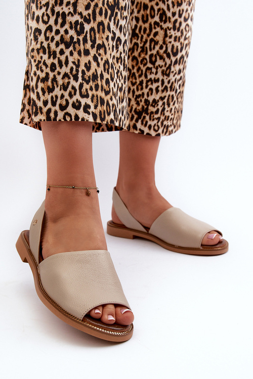 Sandały Skóra Wsuwane Beżowe Alivia