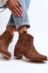Zazoo 3426 Women's Suede Cowboy Boots Brown