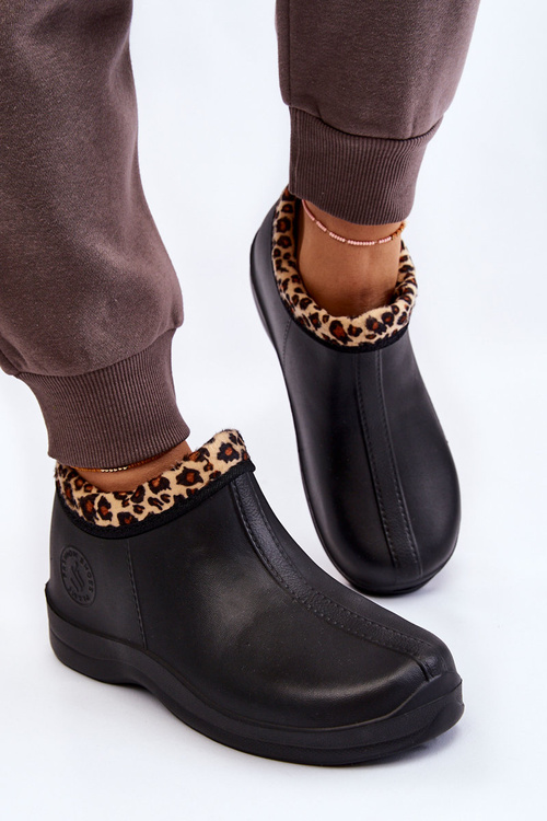 Women's Slip-On Warm Rain Boots Spots Black Izera